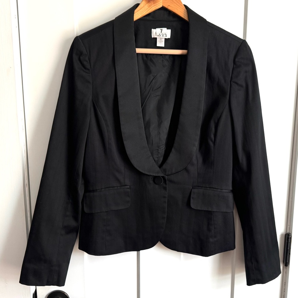 Ann Taylor Loft Black Tuxedo Blazer Satin Lapel 8